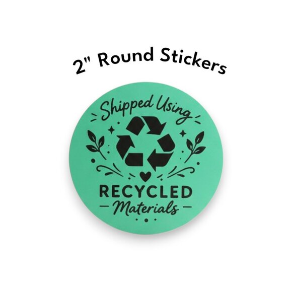 TheBeanShop Other - 200 Recycled Materials Shipping Stickers Green 2" Round Eco Packaging Labels
